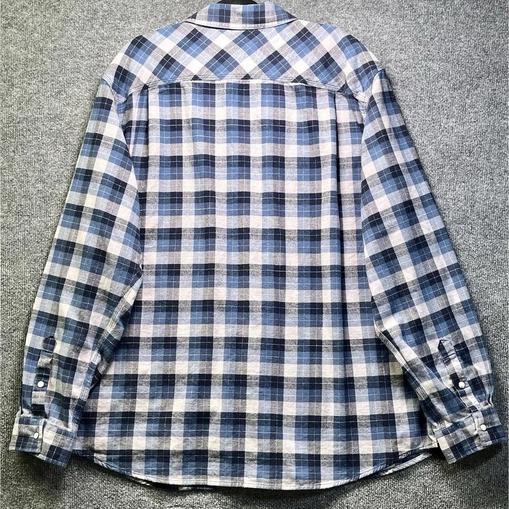 Carhartt 104914-126 Rugged Flex Pearl Snap Flannel Shirt Mens 2XL Blue‎ Plaid - Picture 3 of 10